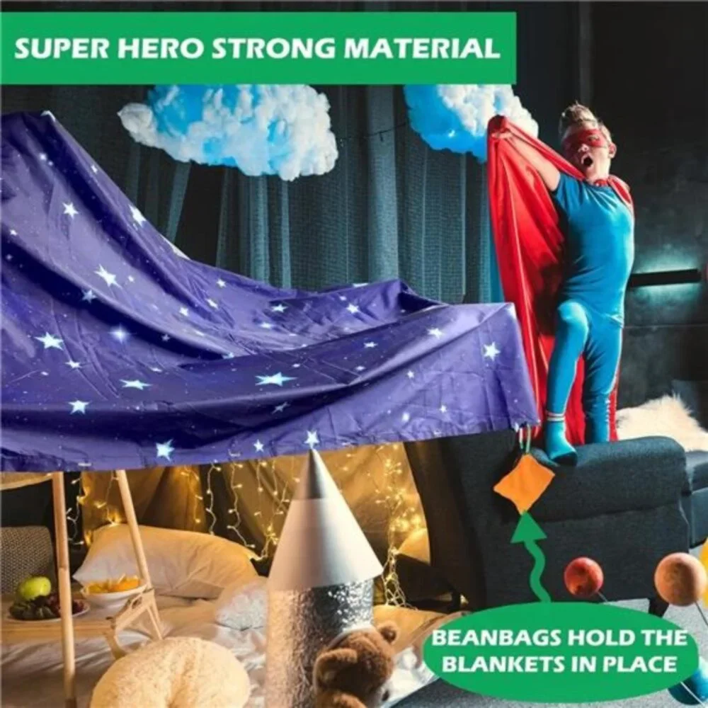 Molcey Blanket Fort Building Kit‎ for Kids 4-8 8-12+ - Build a Fort Blankets